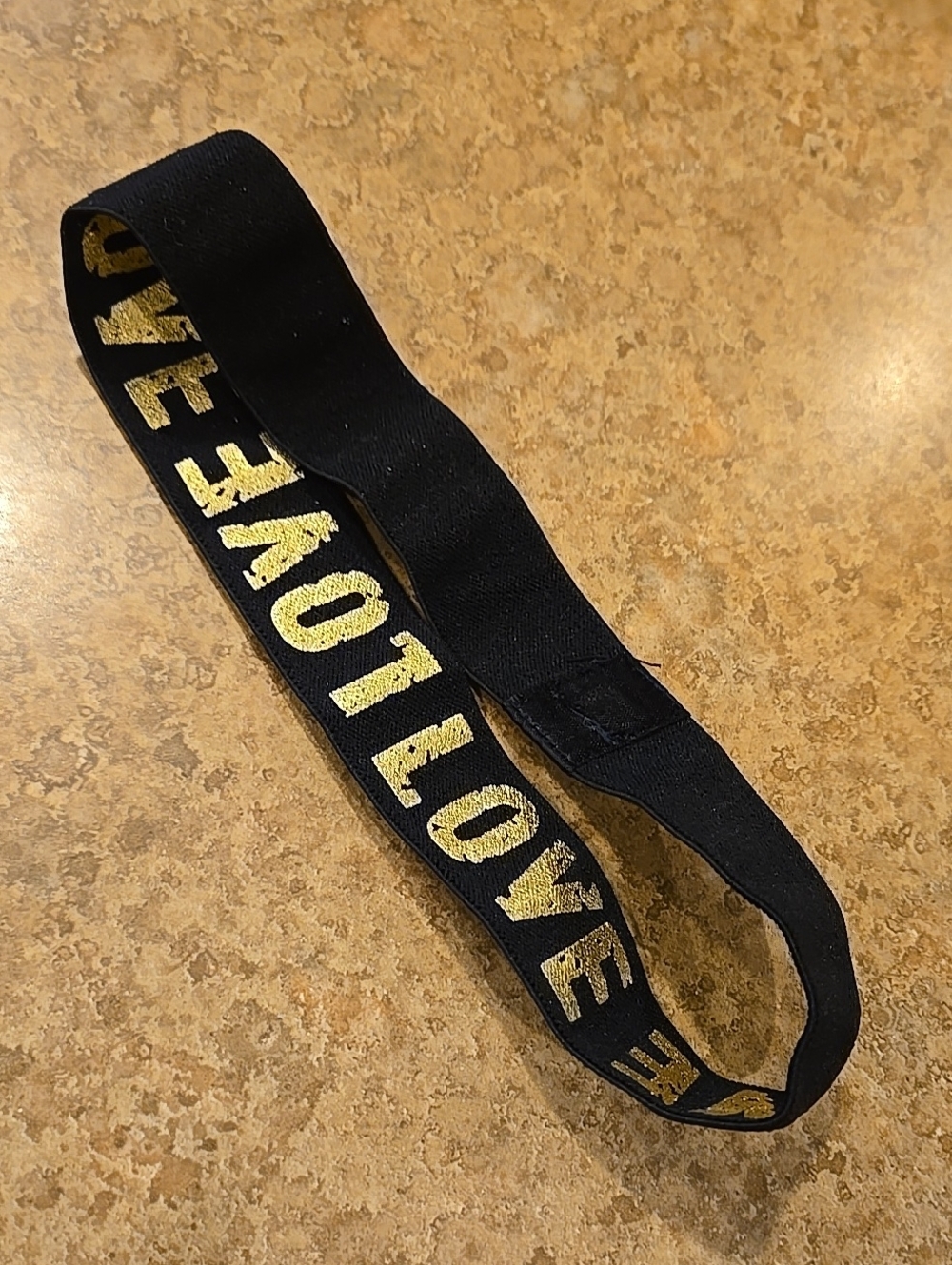 Black Elastic Headband with Gold 'LOVE' Lettering Womens Y2k Teen Accessory Hair